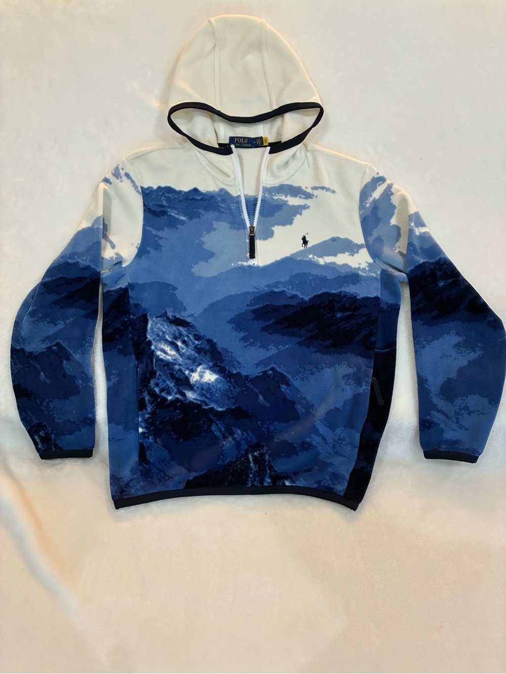 Polo Ralph Lauren Rare Mountain Print Fleece Quarter-Zip Hoodie NWOT